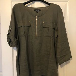 Tunic Top Ellen Tracy Gold Zipper Tassel NWOT